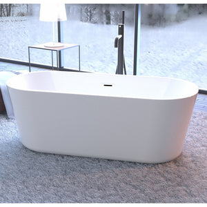 English Elm 55" Acrylic Freestanding Soaking Tub Glossy White Spa Bath with Chrome Drain Cupc W1920P194798