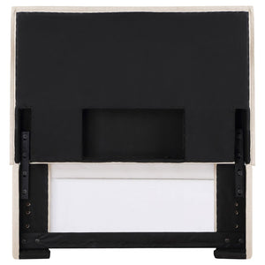 English Elm Sand Fabric Twin Headboard with Raised Flange Border for Modern Minimalist Bedrooms B062P153887