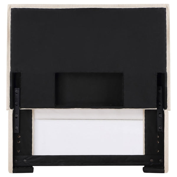 English Elm Sand Fabric Twin Headboard with Raised Flange Border for Modern Minimalist Bedrooms B062P153887