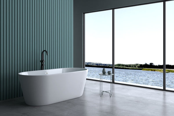 English Elm 55" Acrylic Freestanding Soaking Tub Glossy White Spa Bath with Chrome Drain Cupc W1920P194798