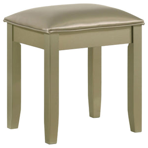 English Elm Champagne Vanity Stool with Padded Seat and Upholstered Comfort, Contoured Legs, Glam Finish 18"H B062P153875