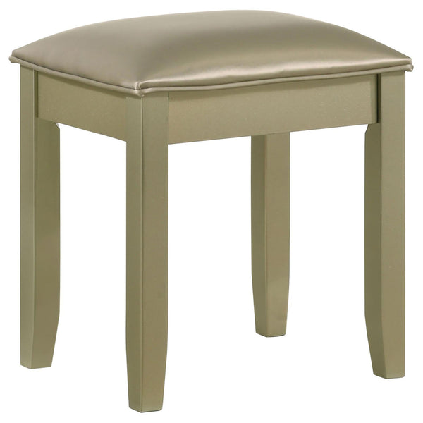 English Elm Champagne Vanity Stool with Padded Seat and Upholstered Comfort, Contoured Legs, Glam Finish 18"H B062P153875