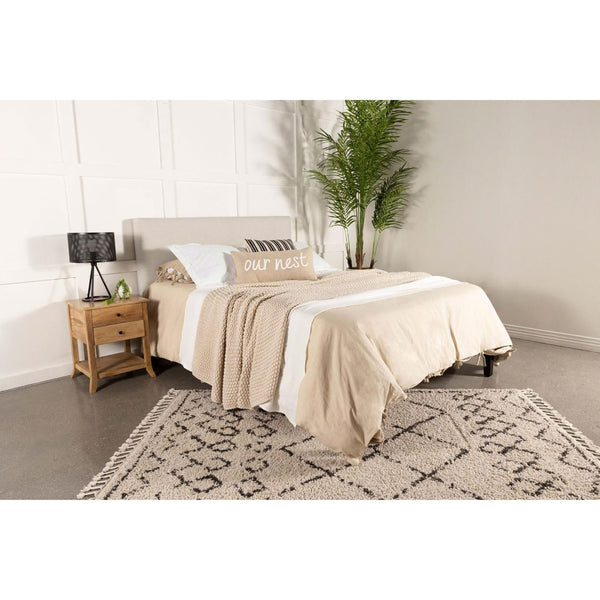 English Elm Sand Fabric Upholstered Headboard Rounded Silhouette for Queen Full Bedroom B062P153883