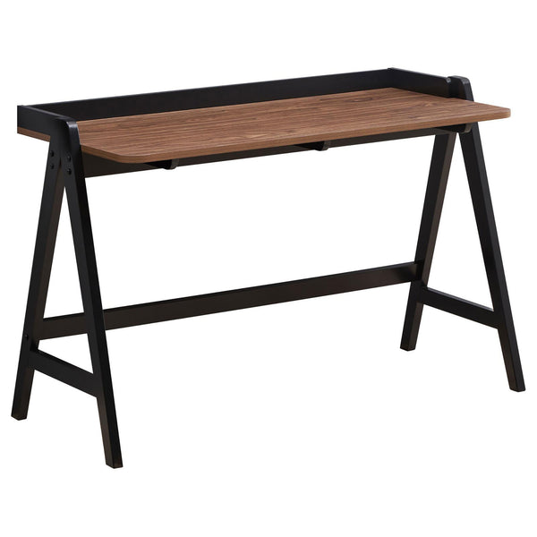 English Elm Walnut A‑Frame Writing Desk with Dual USB Ports, Industrial Studio Style, Curved Edges, 49.5" Wide B062P153882