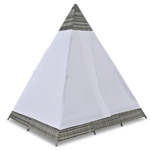 English Elm GO Pyramid Sunbed Outdoor Daybed With Zippered Cushions, Curtains For Privacy & Sun Protection Blue+Grey FG201220AAC