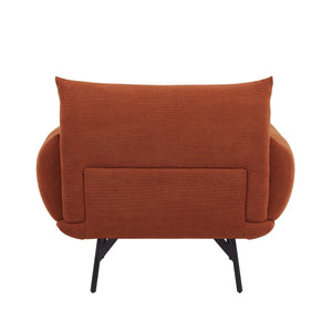 English Elm 36" Modern Accent Upholstered Armchair in Red Flannelette Fabric with Black Metal Legs, Cozy Mid-Century Flair for Living Room, Bedroom, Office (36.22x33.07x21.65) W542143052