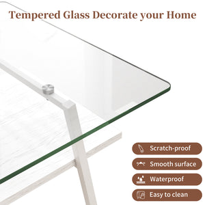 English Elm Coffee Table Set Of 3 – Modern Tempered Glass & Mdf End Tables For Stylish Living Room Decor W241S00050