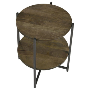 English Elm Natural Accent Table With Gunmetal Base & Open Shelf - Stylish Storage For Small Spaces, 18.5" B062P153890