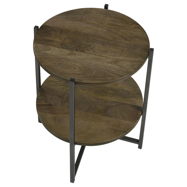English Elm Natural Accent Table With Gunmetal Base & Open Shelf - Stylish Storage For Small Spaces, 18.5" B062P153890