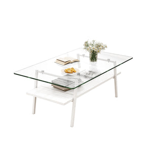English Elm Coffee Table Set Of 3 – Modern Tempered Glass & Mdf End Tables For Stylish Living Room Decor W241S00050