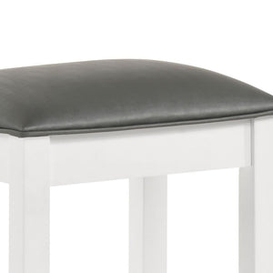 English Elm White Modern Vanity Stool with Padded PU Seat, Matte White Finish, Tapered Legs, Comfy Dressing Chair 92 B062P153878