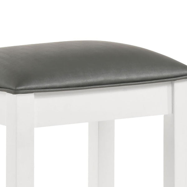 English Elm White Modern Vanity Stool with Padded PU Seat, Matte White Finish, Tapered Legs, Comfy Dressing Chair 92 B062P153878