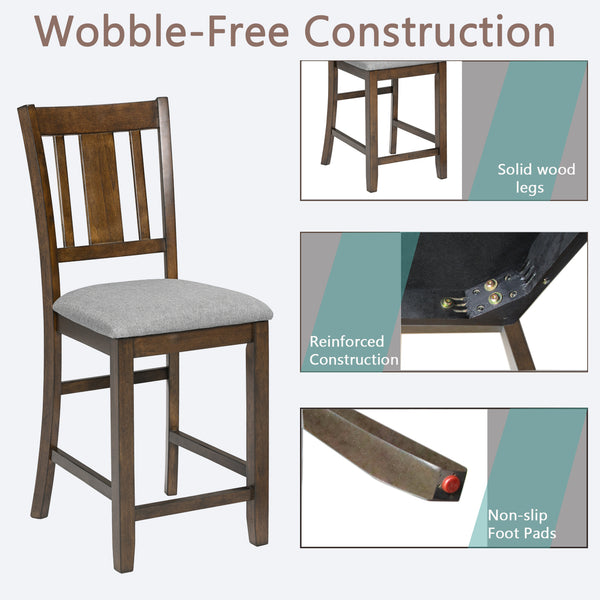 English Elm Dining Chairs Set Of 4 - Elegant Counter Height Kitchen Seating With Padded Linen, Walnut Finish W1998126394