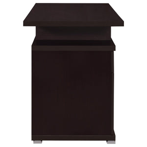 English Elm Cappuccino Contemporary 2-Drawer Reversible Office Desk with File Drawer, Open Cubbies, Sleek Storage Options B062P153862