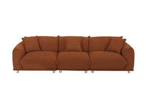 English Elm Originality Mid-Century Curry Lambswool Sherpa 4-Seater Sofa with Metal Legs, Modular Comfort Design Brown W542S00021