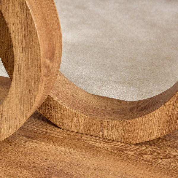 English Elm A Modern Glass Top Coffee Table with Wood Grain Legs for Living Room Decor W1151140296