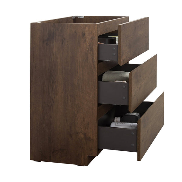 English Elm Alice-24F-105,Floor Cabinet In Walnut Finish – Pre-Assembled With 3 Drawers For Modern Storage Solutions W1865107126