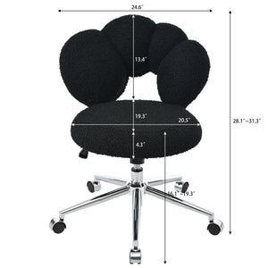 English Elm 360°swivel Teddy Fabric Home Office Chair with Ergonomic Arc Back and Adjustable Seat Black W680P143502