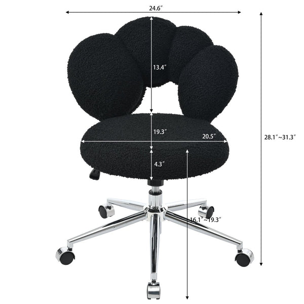 English Elm 360°swivel Teddy Fabric Home Office Chair with Ergonomic Arc Back and Adjustable Seat Black W680P143502