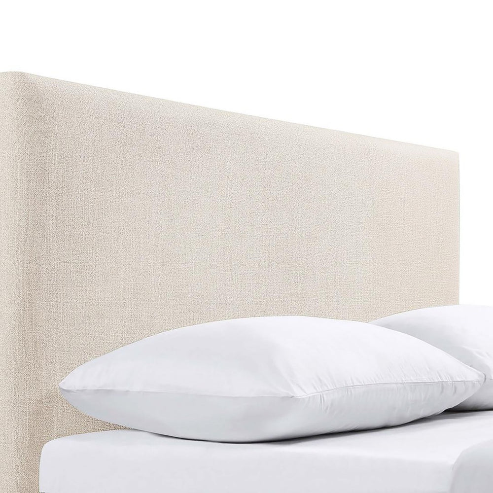 English Elm Sand Fabric Upholstered Headboard Rounded Silhouette for Queen Full Bedroom B062P153883
