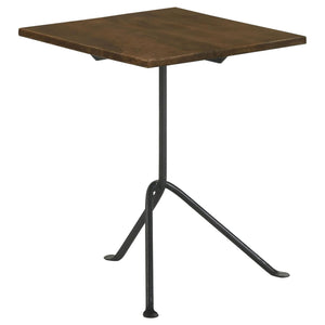 English Elm Dark Brown Mango Wood Accent Table with Gunmetal Tripod Frame — Compact 20" Side Table, Modern Flair B062P153885