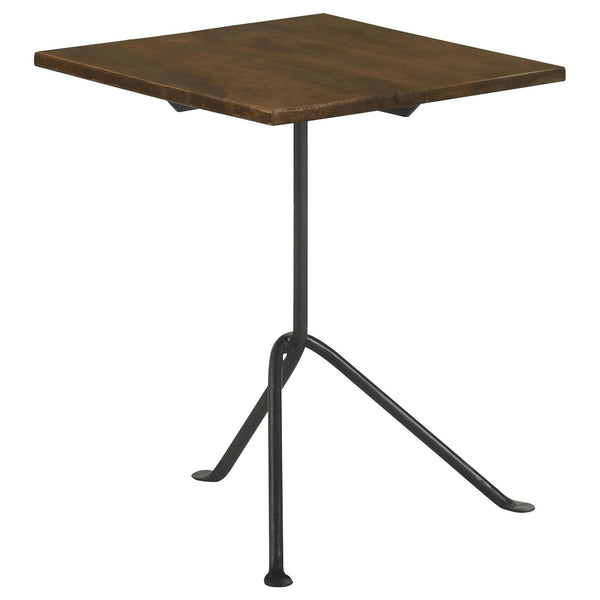 English Elm Dark Brown Mango Wood Accent Table with Gunmetal Tripod Frame — Compact 20" Side Table, Modern Flair B062P153885