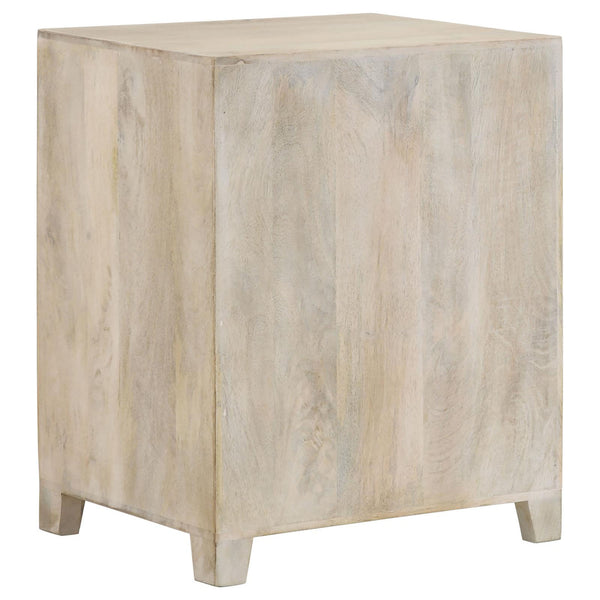 English Elm White Washed Mango Wood Accent Cabinet with Lattice Door, Drawer & Black Metal Hardware, Eco-Friendly Storage (22"H x 18"W x 14"D) B062P153881