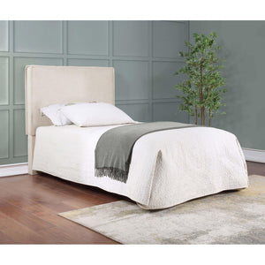 English Elm Sand Fabric Twin Headboard with Raised Flange Border for Modern Minimalist Bedrooms B062P153887