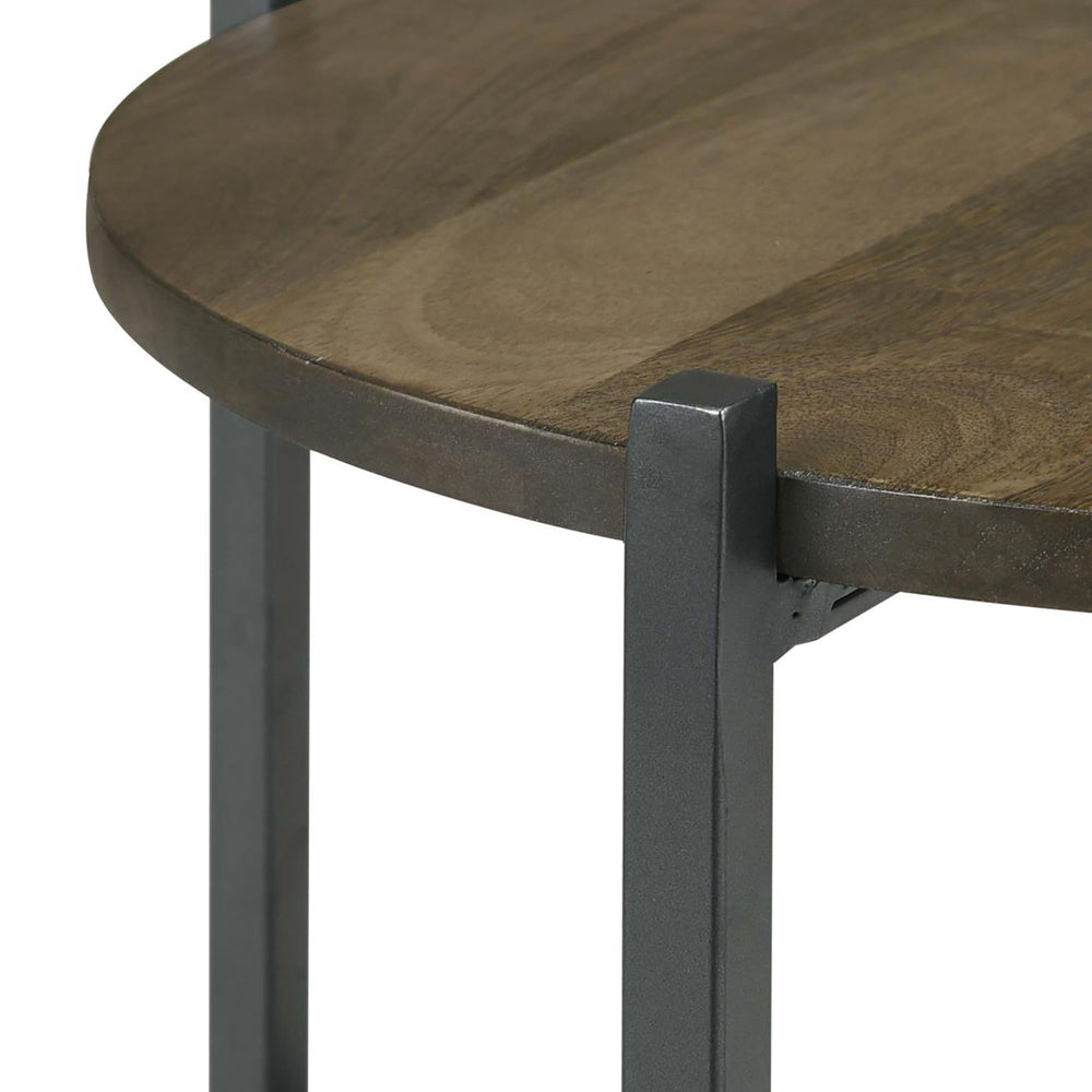 English Elm Natural Accent Table With Gunmetal Base & Open Shelf - Stylish Storage For Small Spaces, 18.5" B062P153890