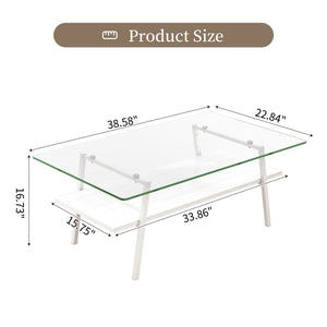 English Elm Coffee Table Set Of 3 – Modern Tempered Glass & Mdf End Tables For Stylish Living Room Decor W241S00050