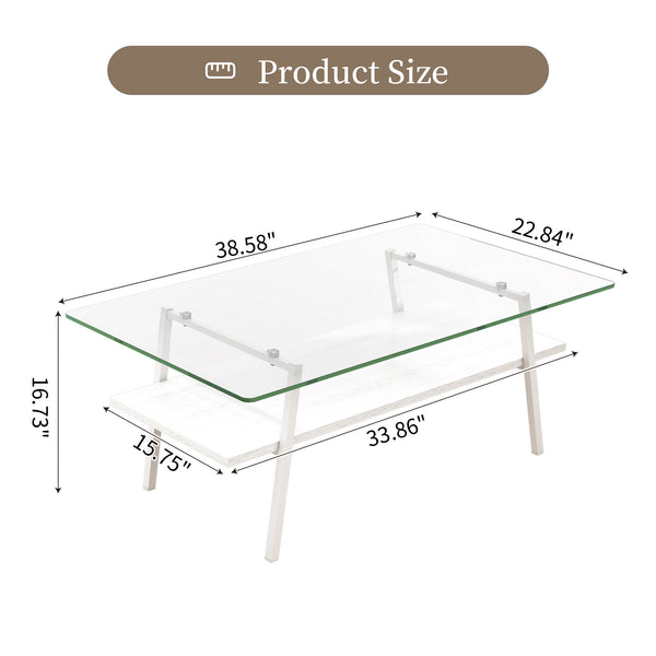 English Elm Coffee Table Set Of 3 – Modern Tempered Glass & Mdf End Tables For Stylish Living Room Decor W241S00050
