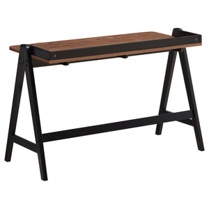 English Elm Walnut A‑Frame Writing Desk with Dual USB Ports, Industrial Studio Style, Curved Edges, 49.5" Wide B062P153882
