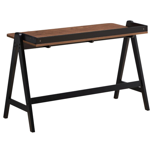English Elm Walnut A‑Frame Writing Desk with Dual USB Ports, Industrial Studio Style, Curved Edges, 49.5" Wide B062P153882