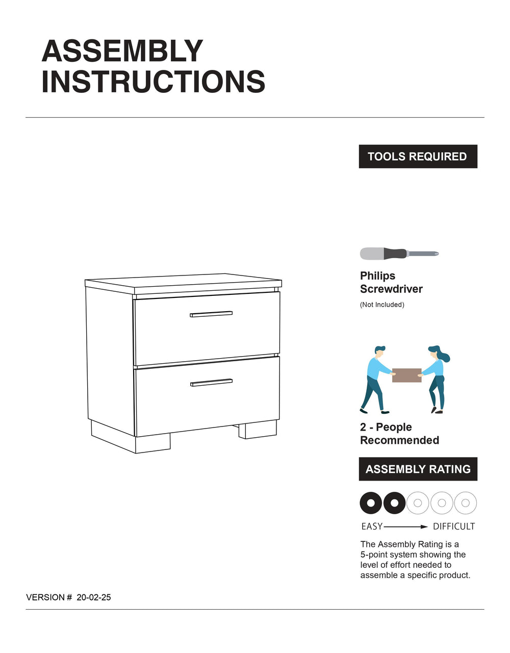 English Elm Contemporary high gloss lacquer nightstand with chrome accents, felt drawer, USB charging port, sleek modern bedside storage Black 27 L x 19 W x 31 H B011P155870