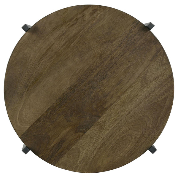 English Elm Natural Accent Table With Gunmetal Base & Open Shelf - Stylish Storage For Small Spaces, 18.5" B062P153890