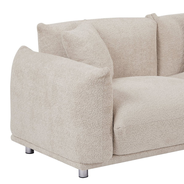 English Elm Originality Mid-Century Curry Lambswool Sherpa 4-Seater Sofa with Metal Legs, Modular Comfort Design Camel W542S00020