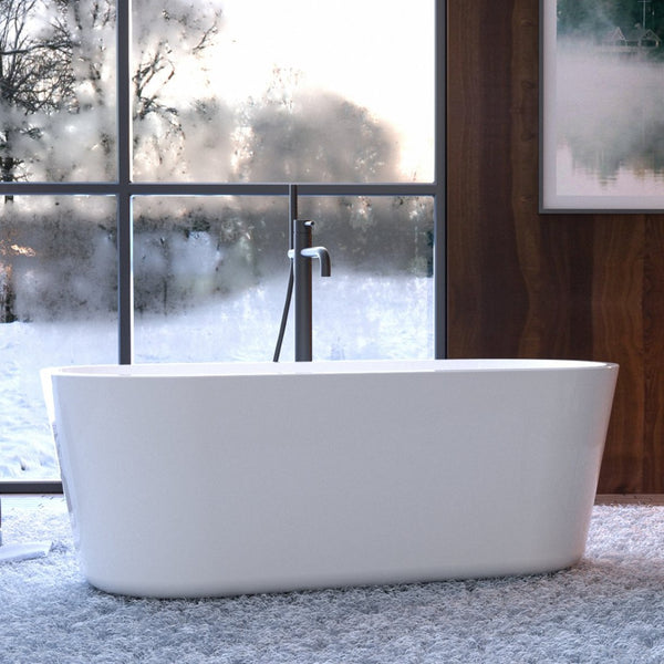 English Elm 55" Acrylic Freestanding Soaking Tub Glossy White Spa Bath with Chrome Drain Cupc W1920P194798