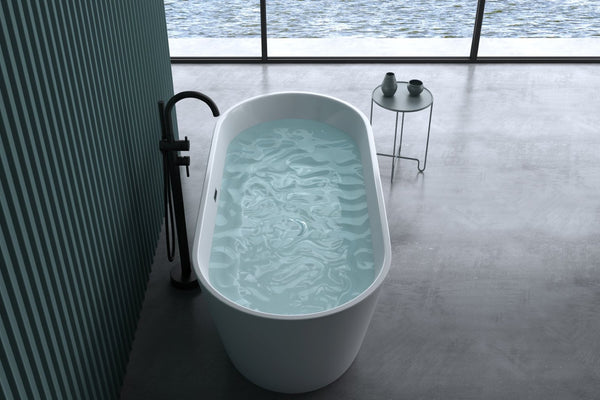 English Elm 55" Acrylic Freestanding Soaking Tub Glossy White Spa Bath with Chrome Drain Cupc W1920P194798