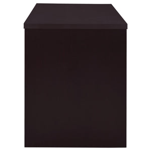 English Elm Cappuccino Contemporary 2-Drawer Reversible Office Desk with File Drawer, Open Cubbies, Sleek Storage Options B062P153862