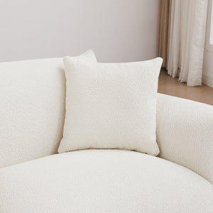 English Elm Originality Mid-Century Curry Lambswool Sherpa 4-Seater Sofa with Metal Legs, Modular Comfort Design White W542S00018