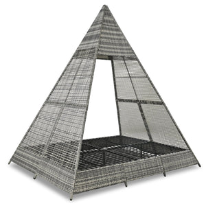 English Elm GO Pyramid Sunbed Outdoor Daybed With Zippered Cushions, Curtains For Privacy & Sun Protection Blue+Grey FG201220AAC