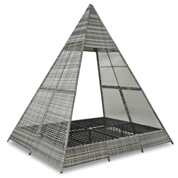 English Elm GO Pyramid Sunbed Outdoor Daybed With Zippered Cushions, Curtains For Privacy & Sun Protection Blue+Grey FG201220AAC