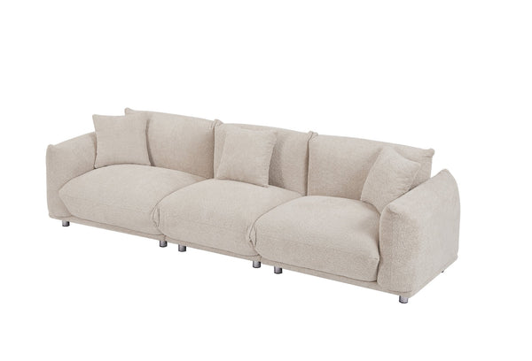 English Elm Originality Mid-Century Curry Lambswool Sherpa 4-Seater Sofa with Metal Legs, Modular Comfort Design Camel W542S00020
