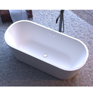 English Elm 55" Acrylic Freestanding Soaking Tub Glossy White Spa Bath with Chrome Drain Cupc W1920P194798