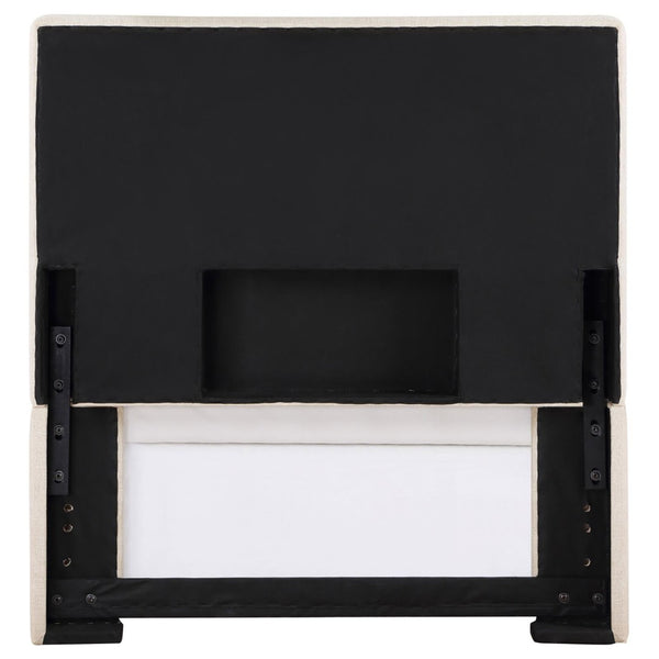 English Elm Sand Upholstered Twin Headboard Tailored Welt Border Pine Frame Minimalist Bedroom B062P153892