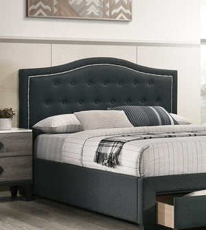 English Elm Charcoal Twin Size Bed With Button-Tufted Arch Headboard & Storage Drawer - Modern Bedroom Essential B011S00704