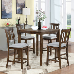 English Elm Dining Chairs Set Of 4 - Elegant Counter Height Kitchen Seating With Padded Linen, Walnut Finish W1998126394