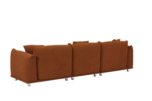 English Elm Originality Mid-Century Curry Lambswool Sherpa 4-Seater Sofa with Metal Legs, Modular Comfort Design Brown W542S00021
