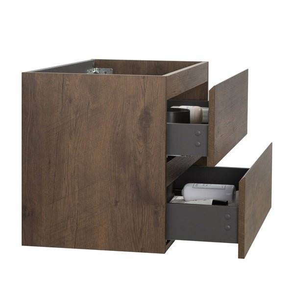 English Elm Alice-30W-105,Wall-Mounted Vanity Cabinet In Walnut Finish With 2 Soft-Closing Drawers, Pre-Assembled W1865107123