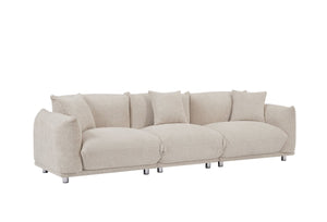 English Elm Originality Mid-Century Curry Lambswool Sherpa 4-Seater Sofa with Metal Legs, Modular Comfort Design Camel W542S00020